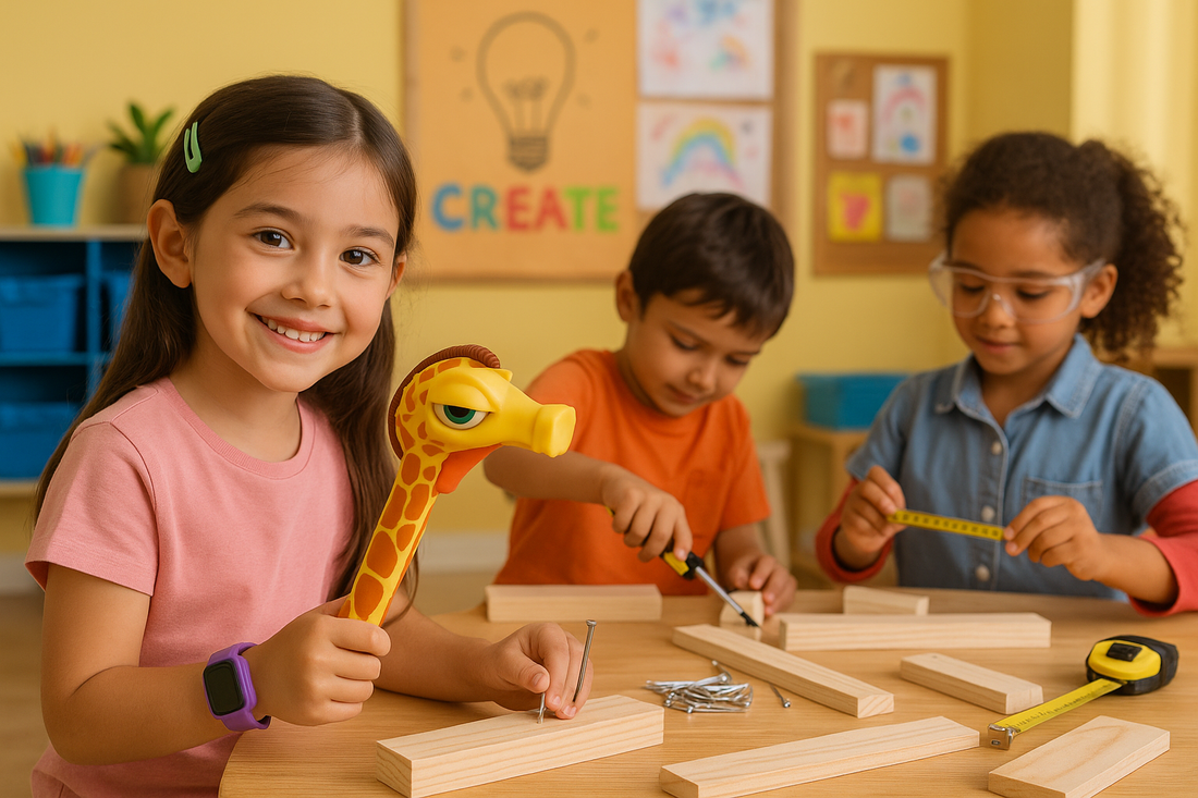 Kids using Handyfamm's hammer