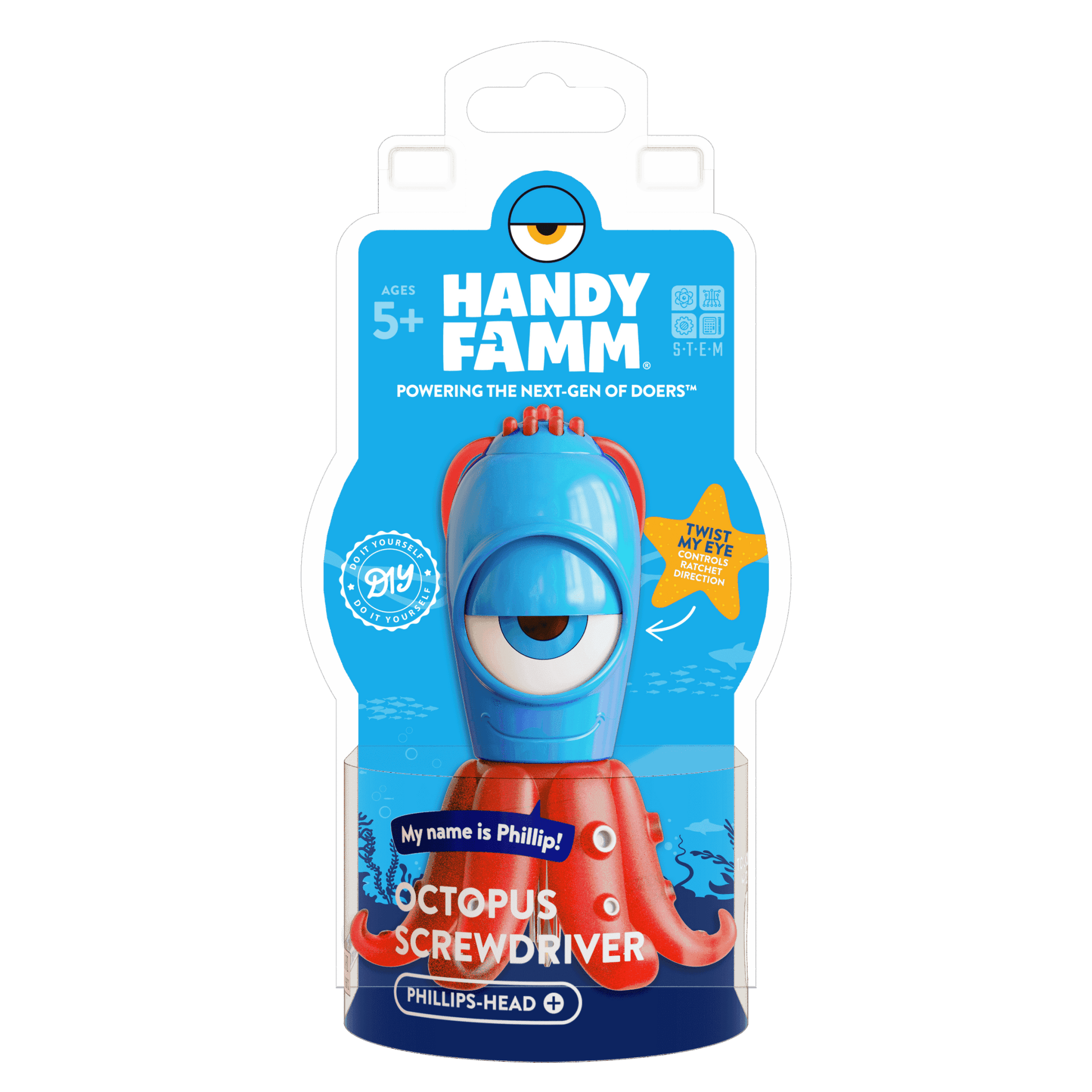Phillip the Octopus Phillips - Head Kids Screwdriver - HandyFamm