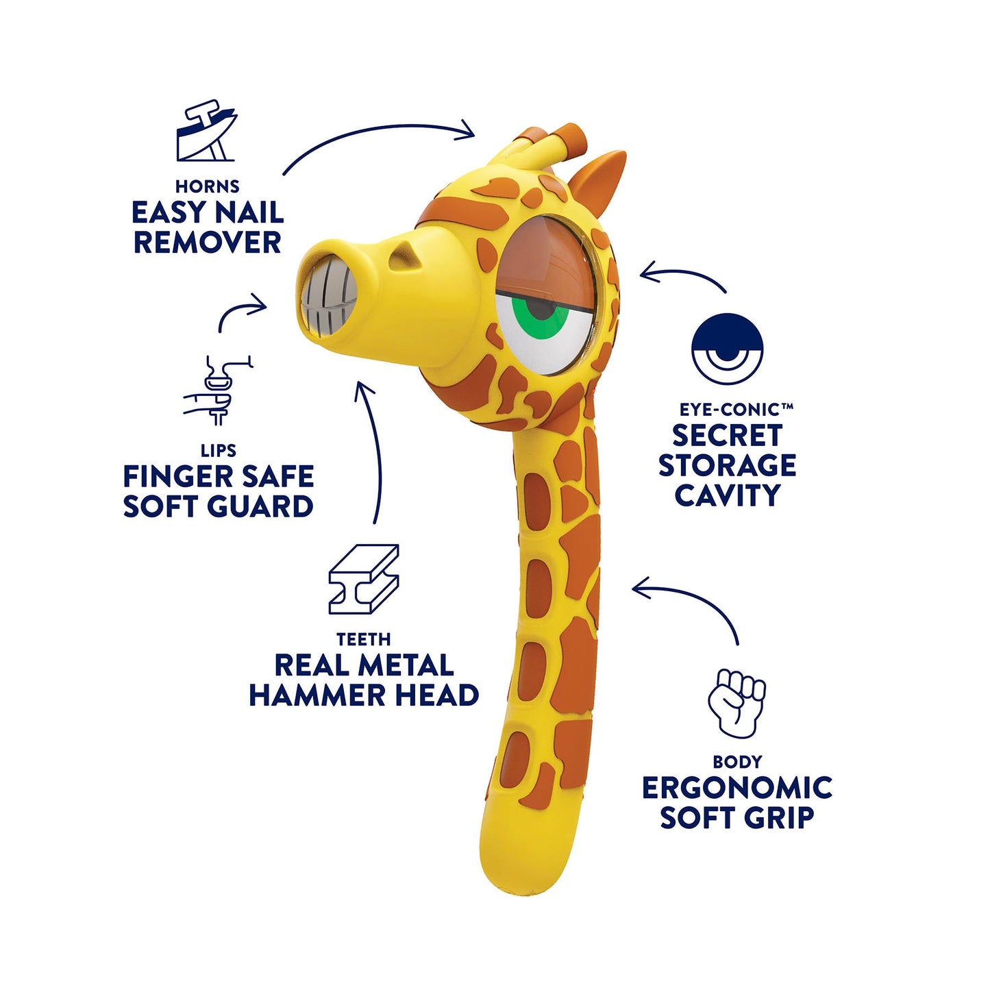 Stretch the Yellow Giraffe Kids Hammer - HandyFamm