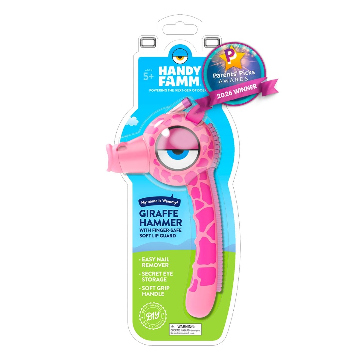 Wammy the Pink Giraffe Kids Hammer - HandyFamm