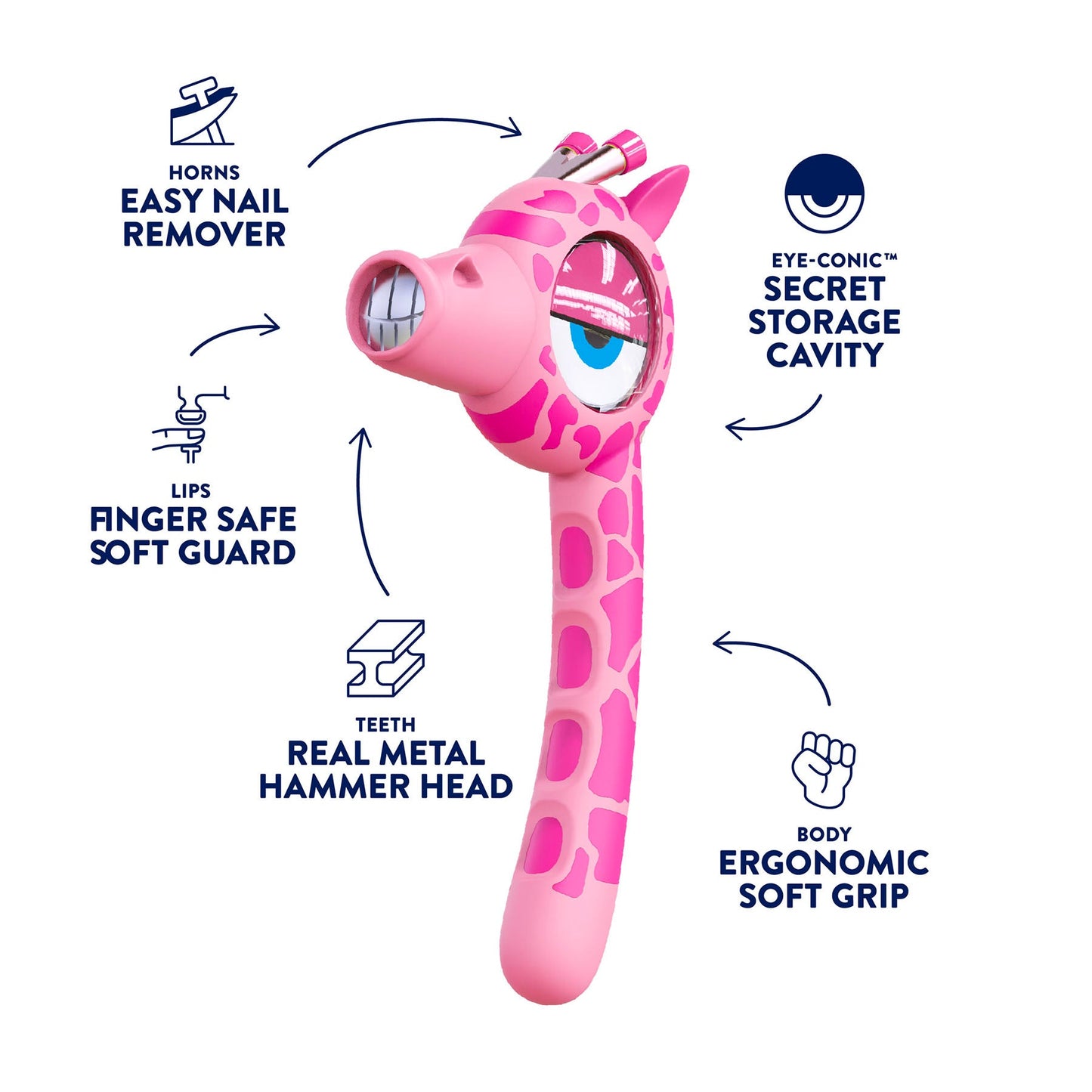 Wammy the Pink Giraffe Kids Hammer - HandyFamm