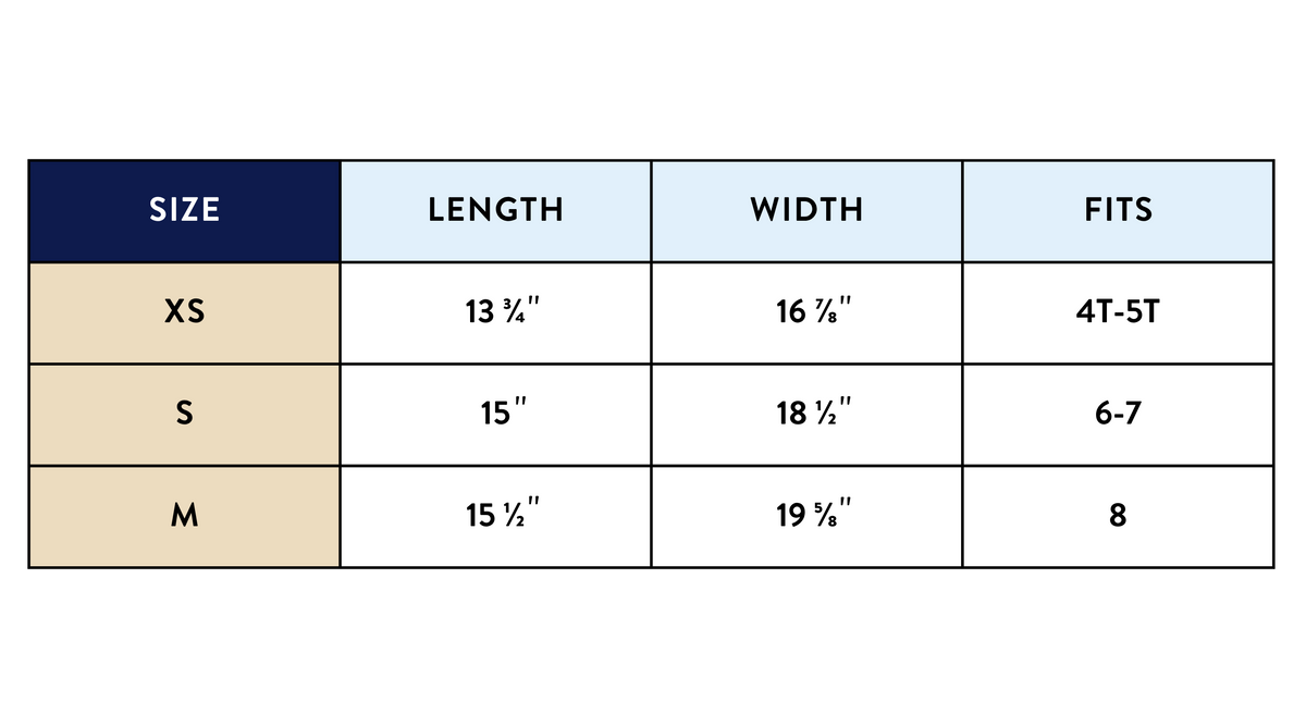 Size chart for Kids Fido T-shirt | Beige