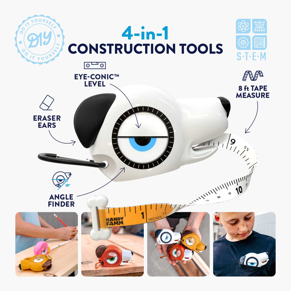 Handy Famm Fun Kids White Dog Tape Measure – HandyFamm