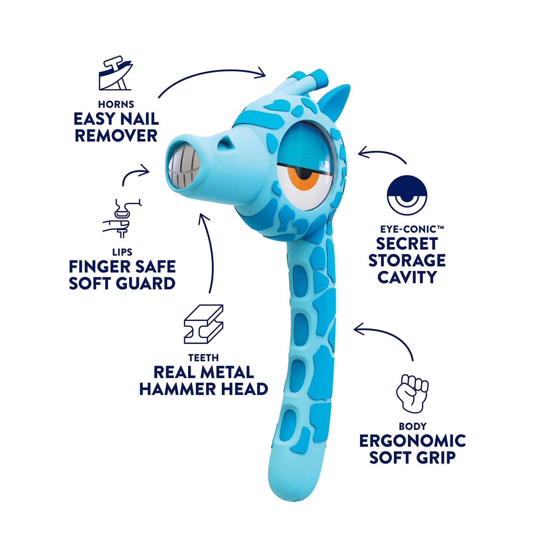 Bambam the Blue Giraffe Kids Hammer - HandyFamm