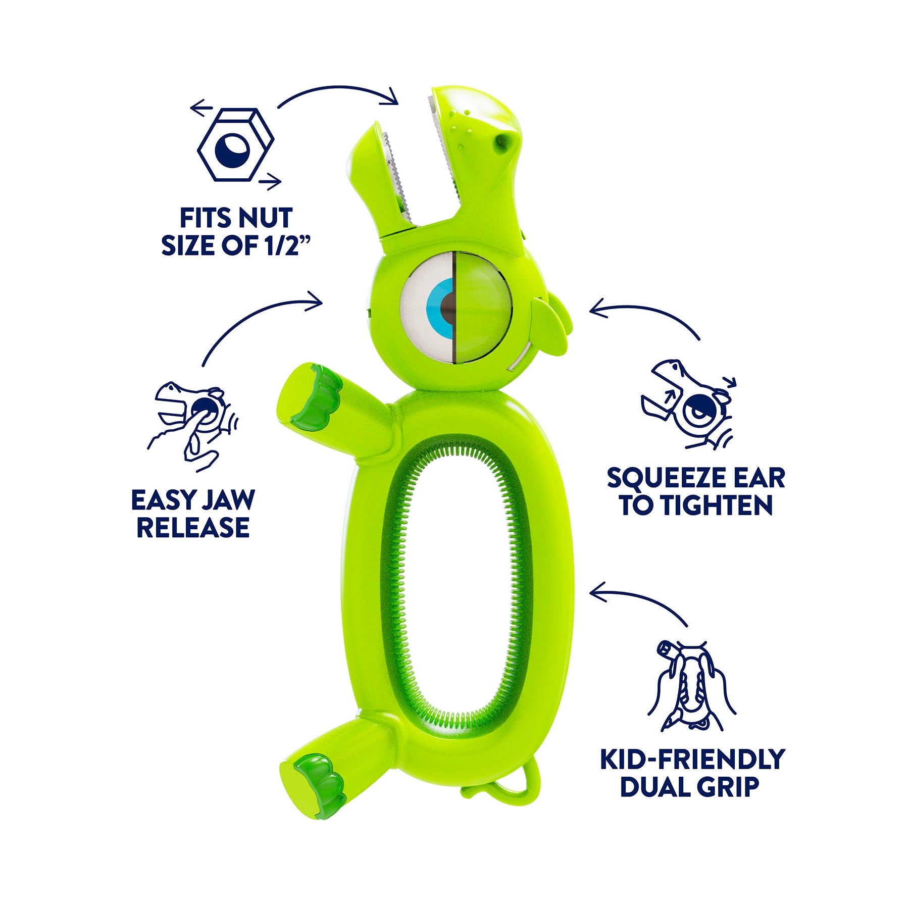 Chomp the Green Hippo Kids Wrench - HandyFamm