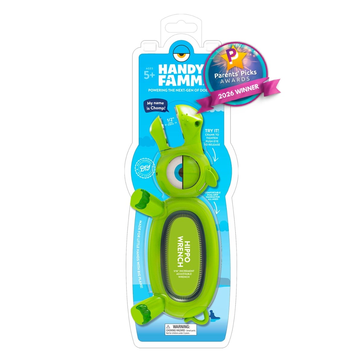 Chomp the Green Hippo Kids Wrench - HandyFamm