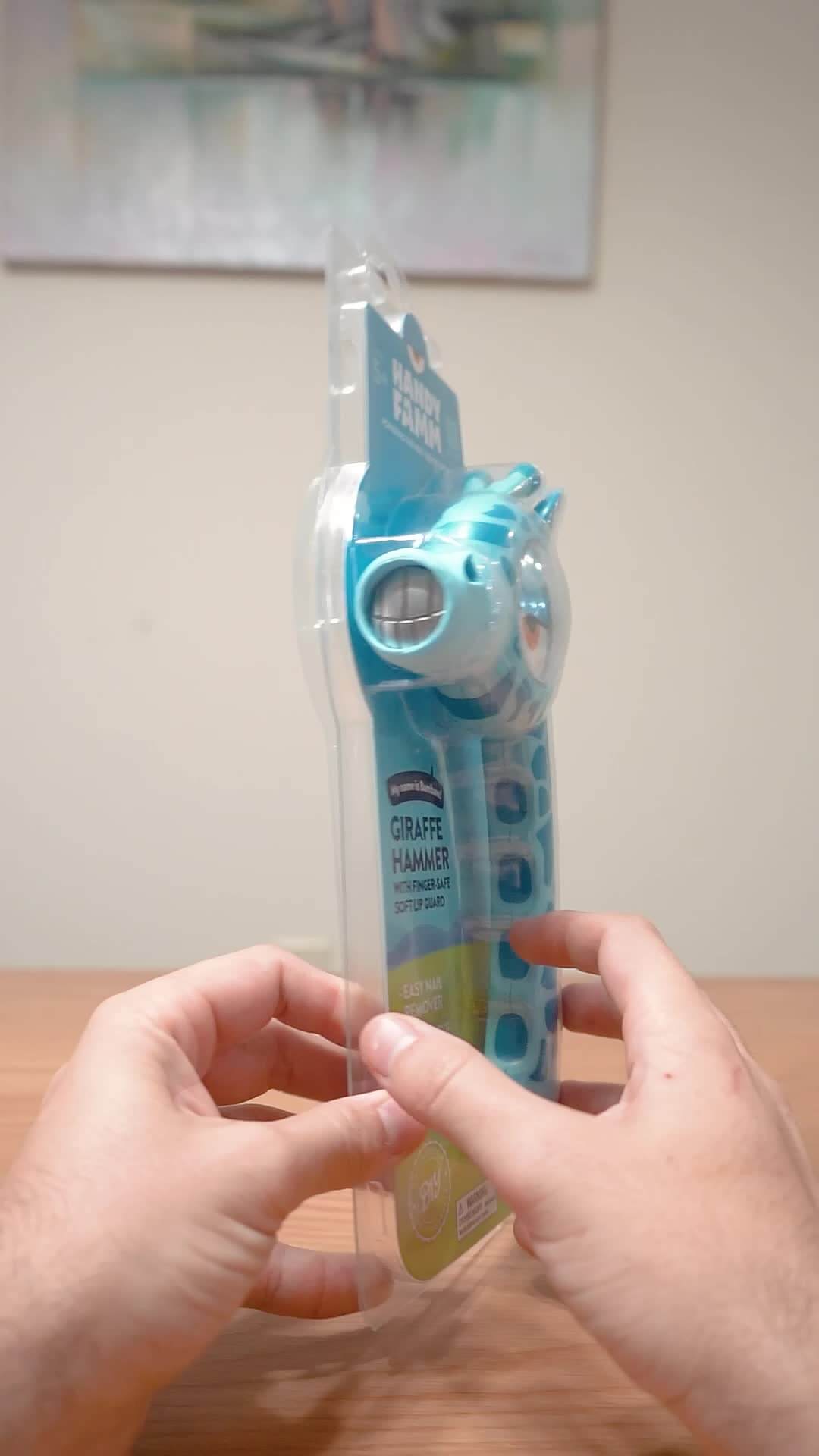 Close-up of Handy Famm STEM Starter Hammer's kid-safe metal head