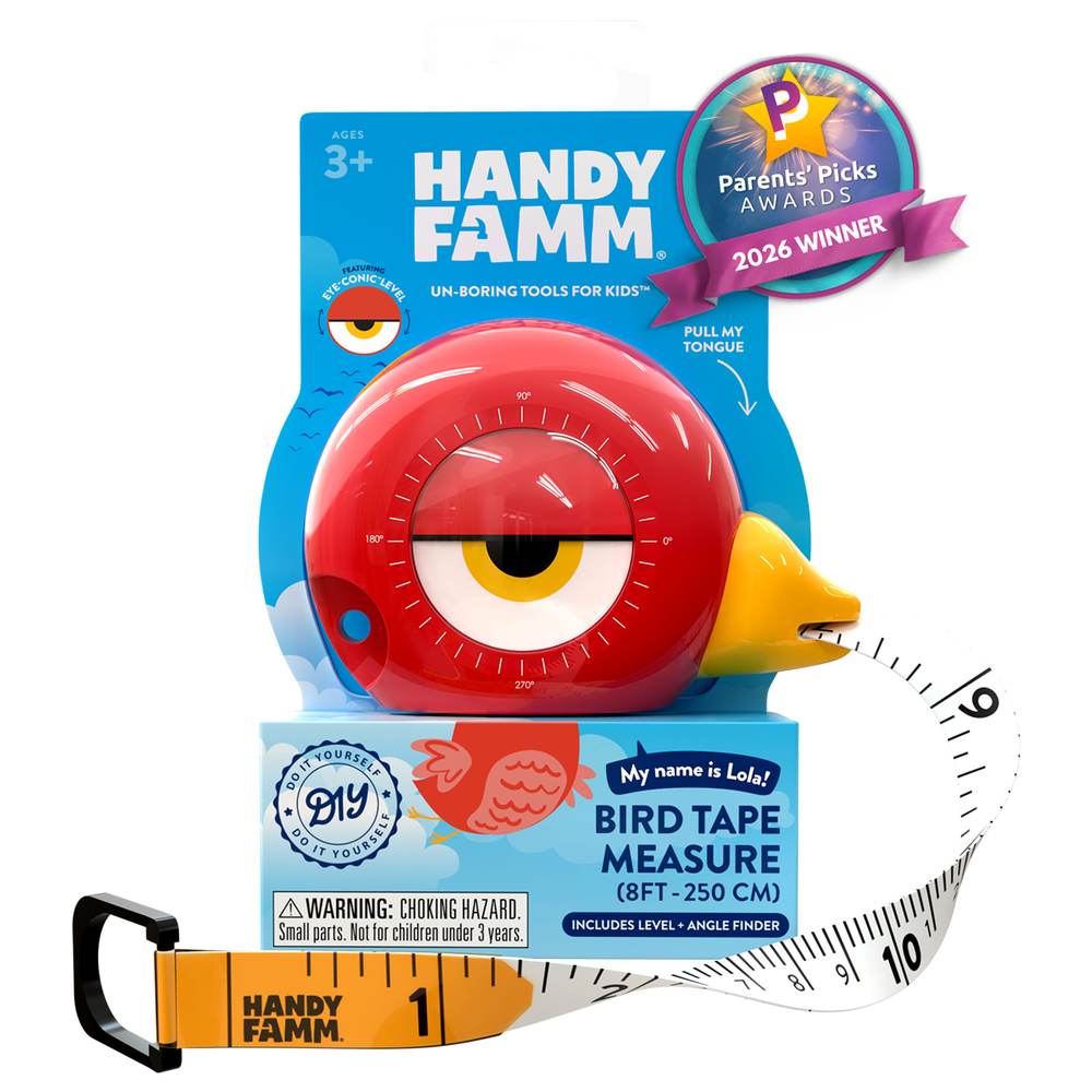 Lola the Bird 3-in-1 Kids Tape Measure in Parents' Picks 2026 Winner packaging - Handy Famm