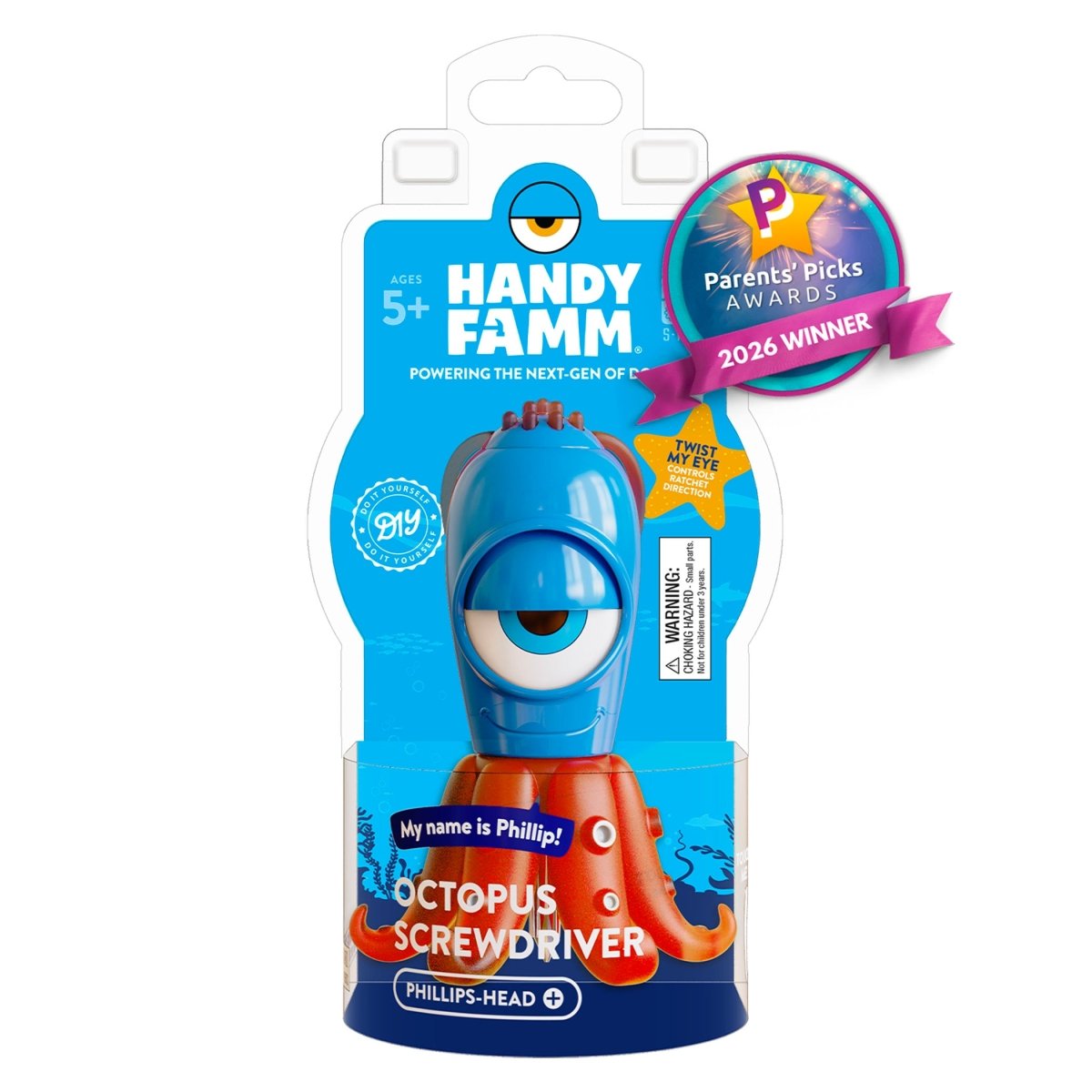 Phillip the Octopus Phillips - Head Kids Screwdriver - HandyFamm
