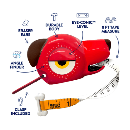 Roscoe the Dog 4 - in - 1 Kids Tape Measure - HandyFamm