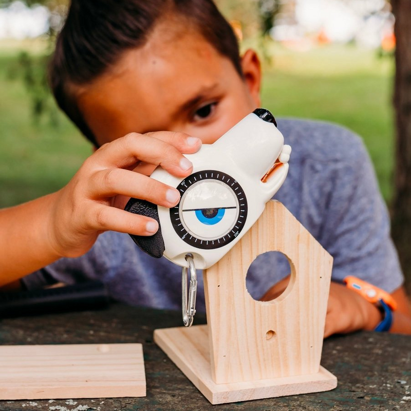 Boy building a birdhouse with Spot the Dog 4-in-1 Kids Tape Measure - HandyFamm