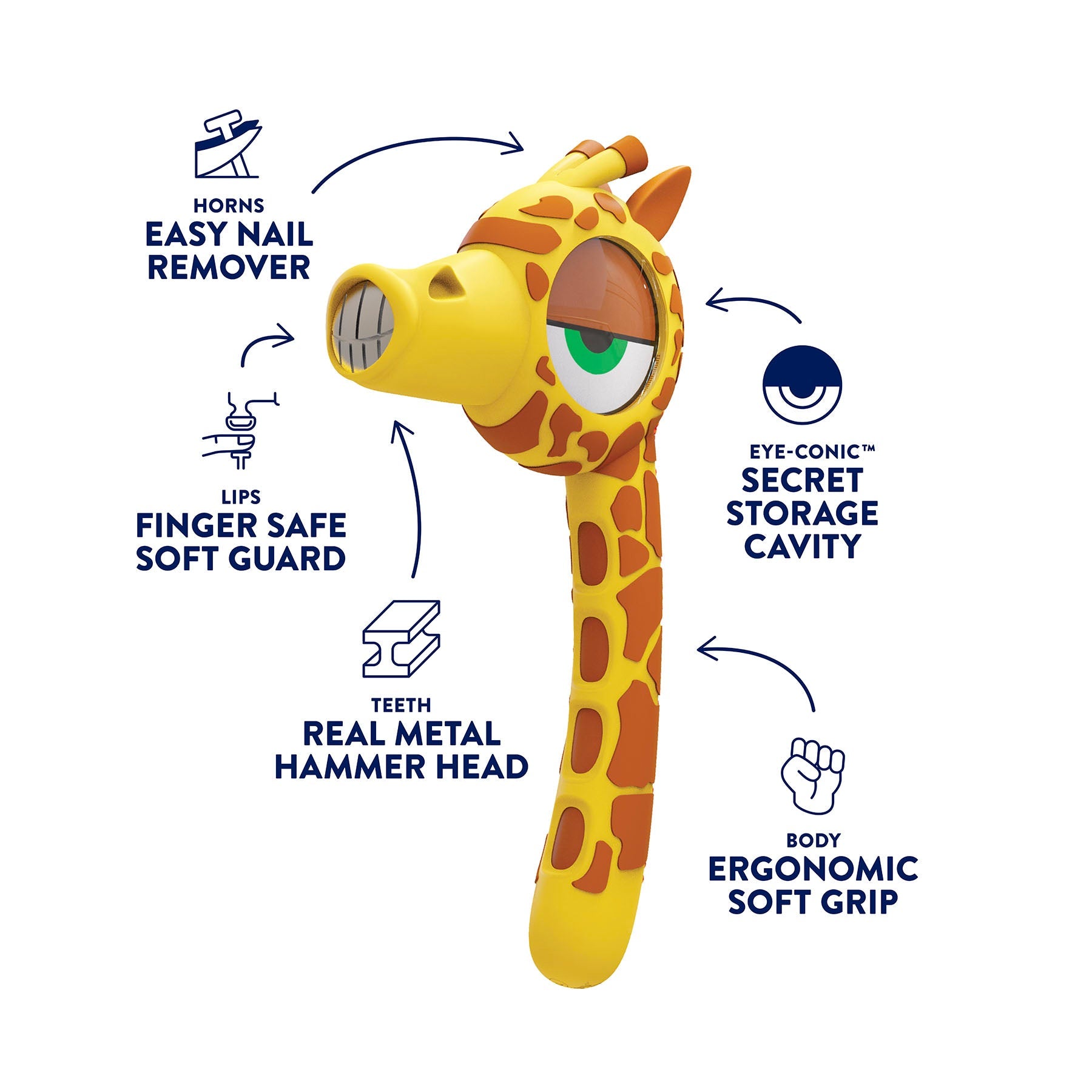 Stretch the Yellow Giraffe Kids Hammer - HandyFamm